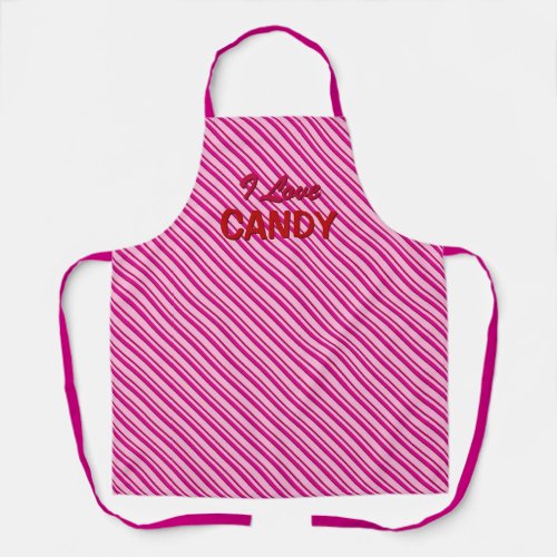 Peppermint Pink Candy Stripes I Love Candy Apron