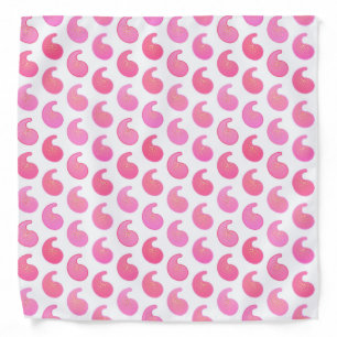 Peppermint pink paisley on white bandana