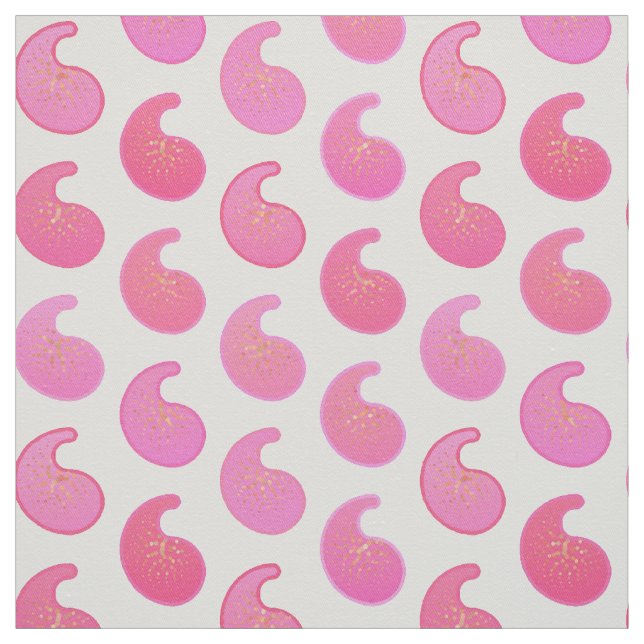 Peppermint pink paisley on white fabric (Swatch)