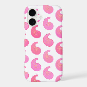 Peppermint pink paisley on white iPhone 17 case