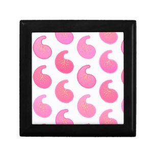 Peppermint pink paisley on white jewelry box