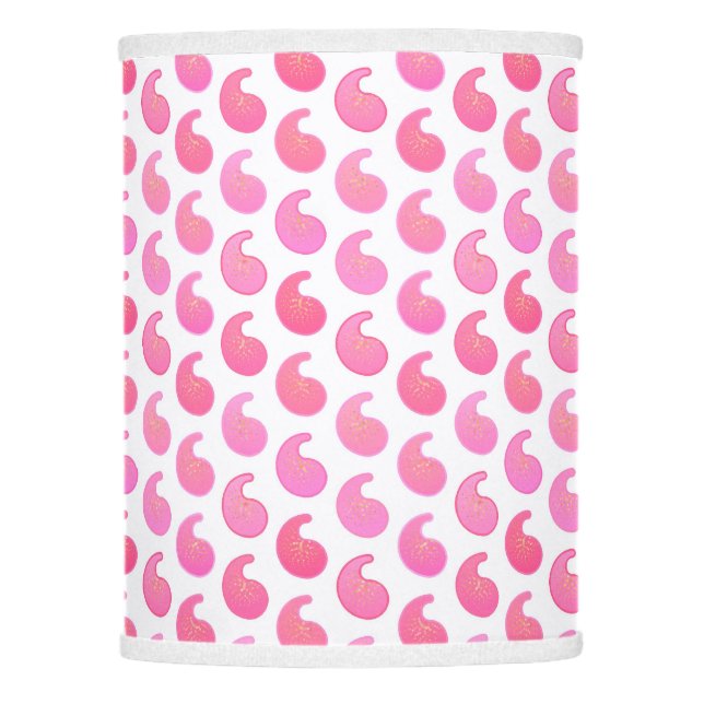 Peppermint pink paisley on white lamp shade (Front)