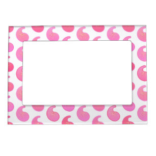 Peppermint pink paisley on white magnetic frame