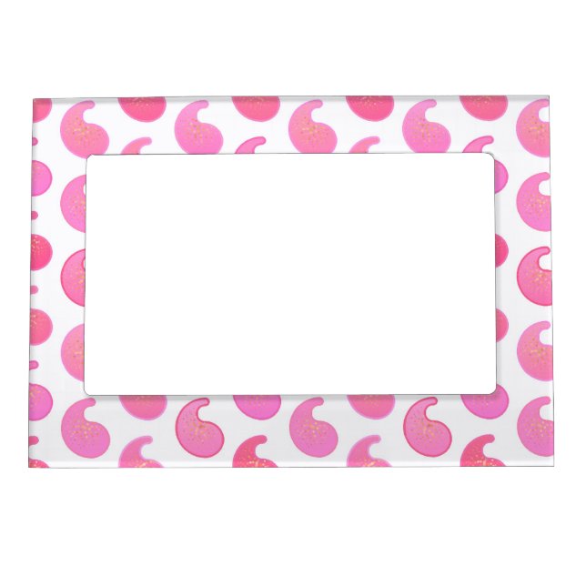Peppermint pink paisley on white magnetic frame (Front)