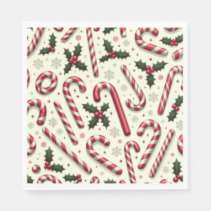 Peppermint Pleasures: Holly & Candy Cane Table Nap Napkins