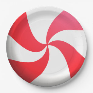 Peppermint Red and White Paper Plates