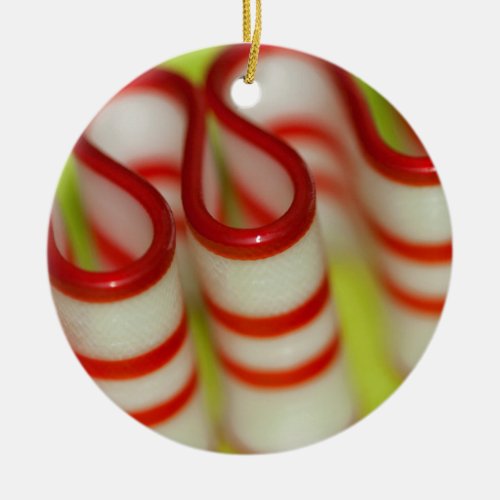 Peppermint Red and White Ribbon Candy Christmas Ceramic Ornament