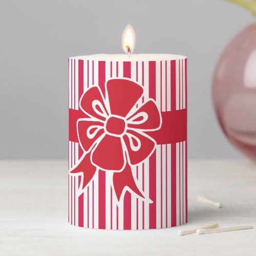 Peppermint Red Christmas Bow Candle Decoration 