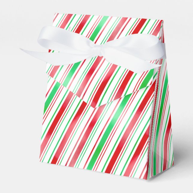 Peppermint Red-Green Stripe Favor Boxes (Front Side)