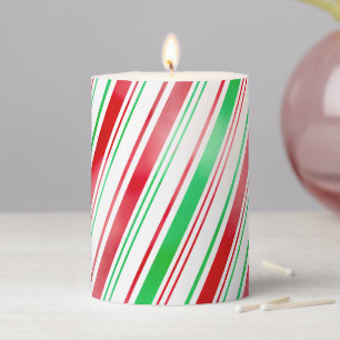 Peppermint Red-Green Stripe Pillar Candle