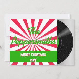 Peppermint Retro Vinyl Record Album Holiday Card