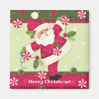 Peppermint Santa Custom 2"x2" Square Magnet