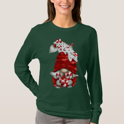 Peppermint Scandinavian Gnome Christmas  T_Shirt