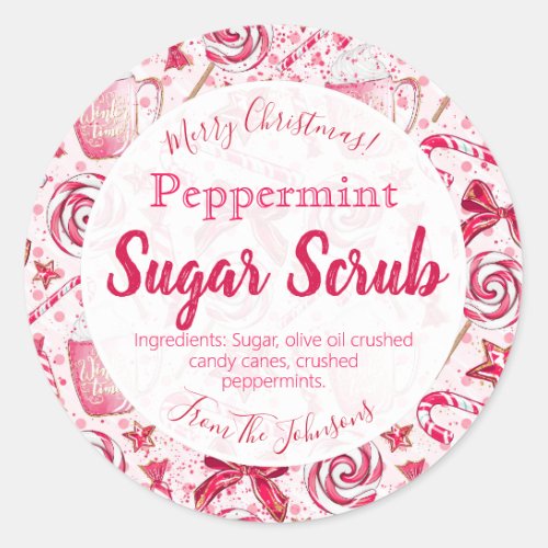 Peppermint Scented Christmas Sugar Scrub Labels