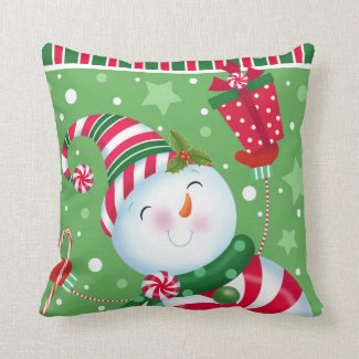 Peppermint Snowman Pillow