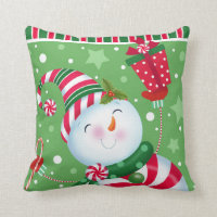 Peppermint Snowman Pillow