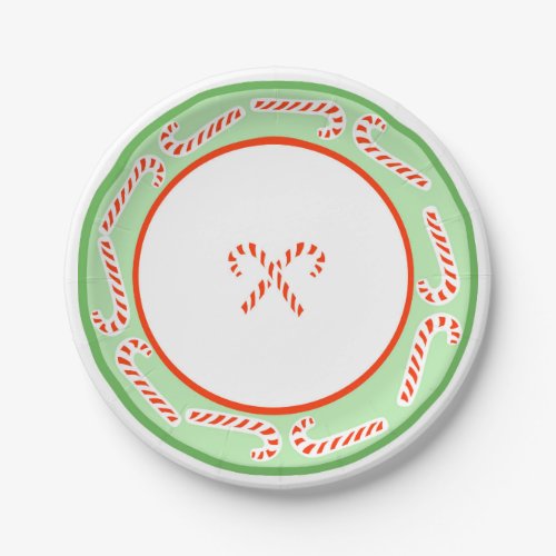 Peppermint Stick Green Paper Plates