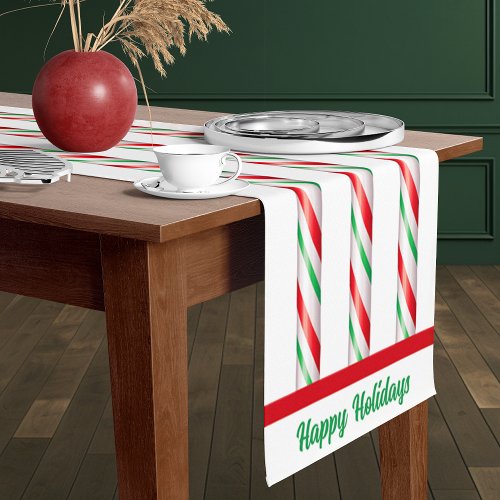Peppermint Stick Happy Holidays Short Table Runner
