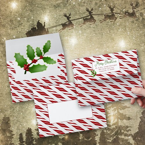 Peppermint Sticks Holiday Greeting Envelope