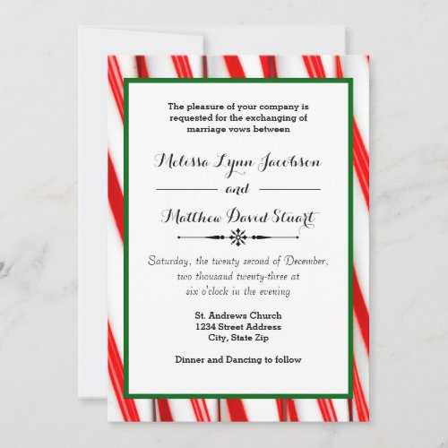 Peppermint Stripe Christmas _ Wedding Invitation