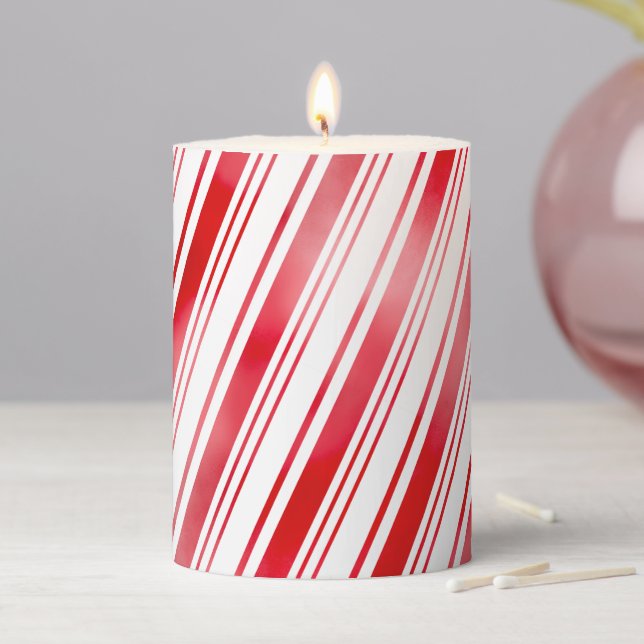 Peppermint Stripe Pillar Candle (In Situ)