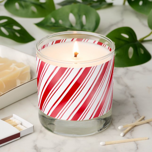 Peppermint Stripe Scented Candle (Lit)