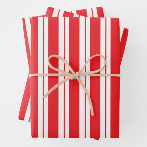 Peppermint Stripes Christmas Candy Cane  Wrapping Paper Sheets