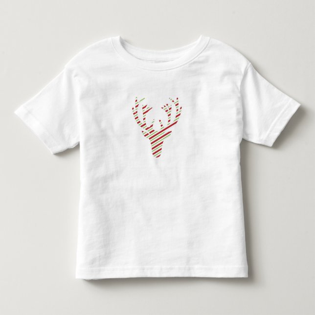 Peppermint stripes deer head toddler t-shirt (Front)