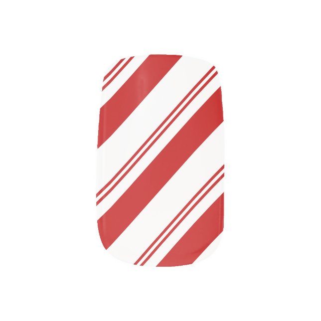 Peppermint Stripes Minx Nail Art (Right Thumb)