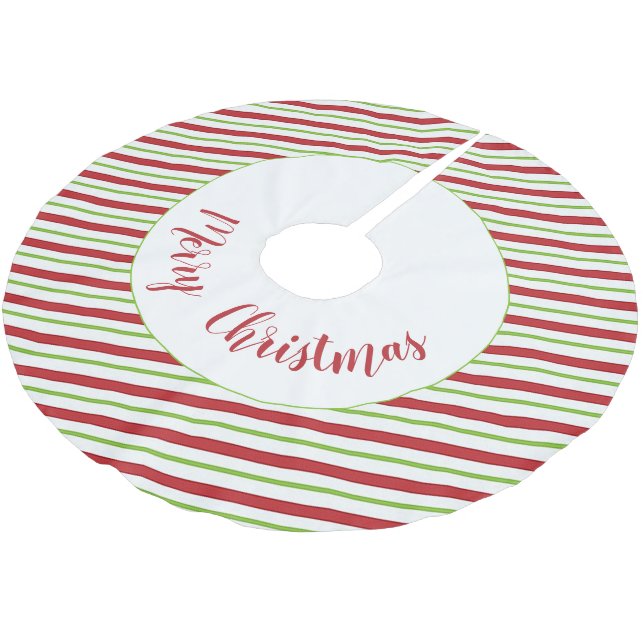 Peppermint stripes personalized   brushed polyester tree skirt (Angled)