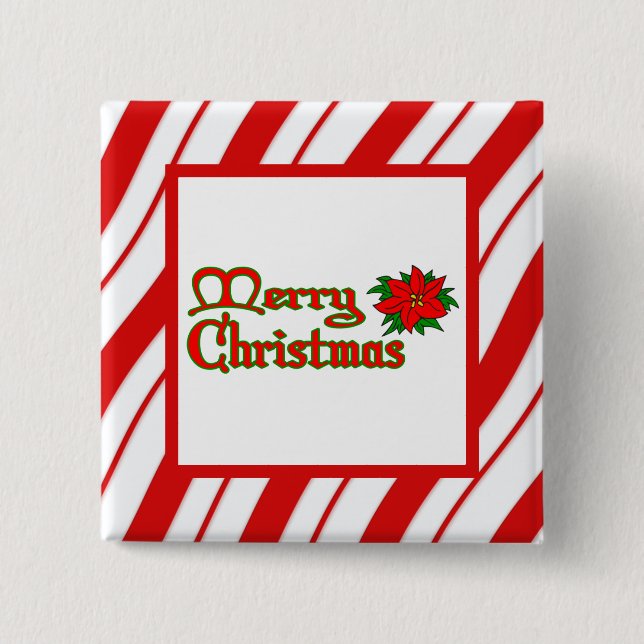 Peppermint Stripes Pinback Button (Front)