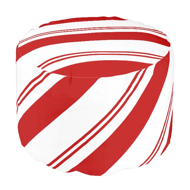 Peppermint Stripes Pouf (Angled Front)