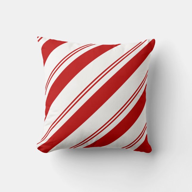 Peppermint Stripes Throw Pillow (Front)