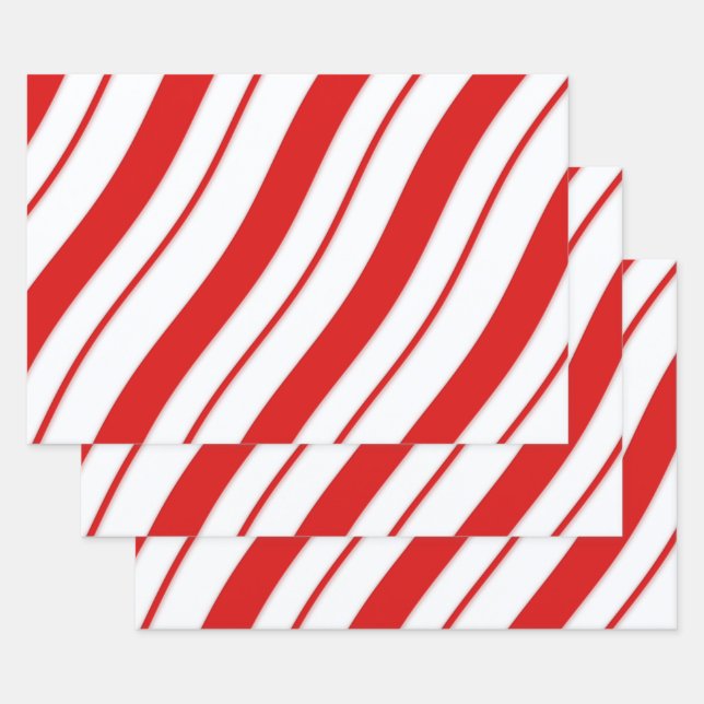 Peppermint Stripes Wrapping Paper Sheets (Set)
