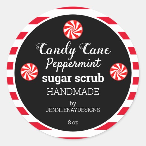 Peppermint Sugar Scrub Handmade Modern Striped Classic Round Sticker