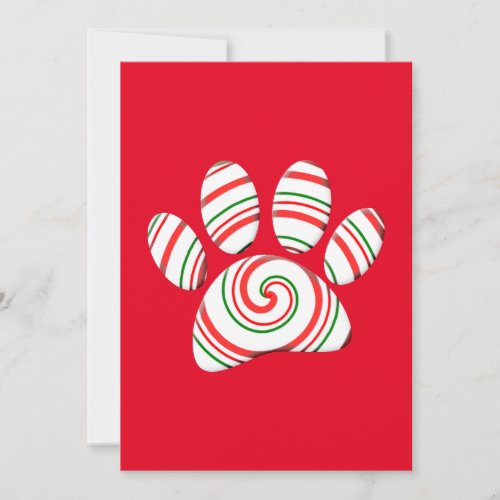 Peppermint Swirl Dog Paw In Red Green White Invitation