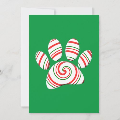 Peppermint Swirl Dog Paw In Red Green White Invitation