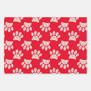 Peppermint Swirl Dog Paw In Red Green White Wrapping Paper Sheets