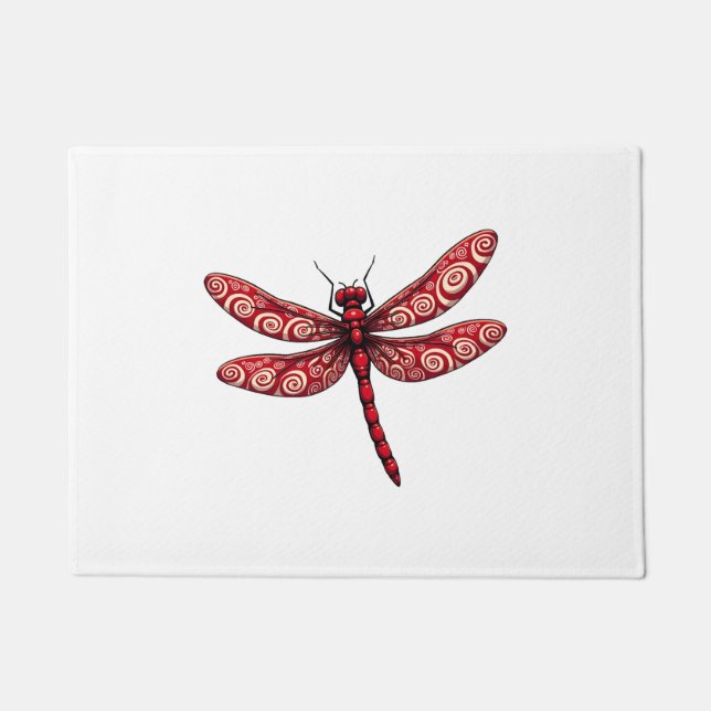 Peppermint Swirl Dragonfly Doormat (Front)