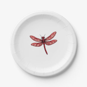Peppermint Swirl Dragonfly Paper Plates