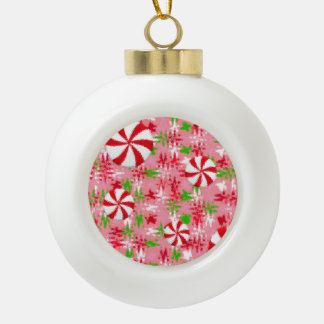 Peppermint Swirl Gift Tag Ceramic Ball Christmas Ornament
