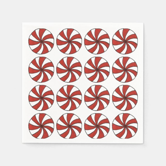 Peppermint Swirl Hard Candy Holiday Mint Christmas Napkins (Front)