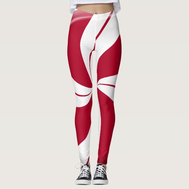 Peppermint Swirl Leggings (Front)