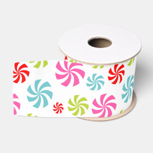Peppermint Swirl Pattern – Colorful Candy Design Grosgrain Ribbon