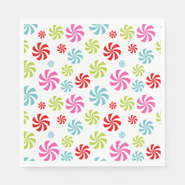 Peppermint Swirl Pattern – Colorful Candy Design Napkins (Front)