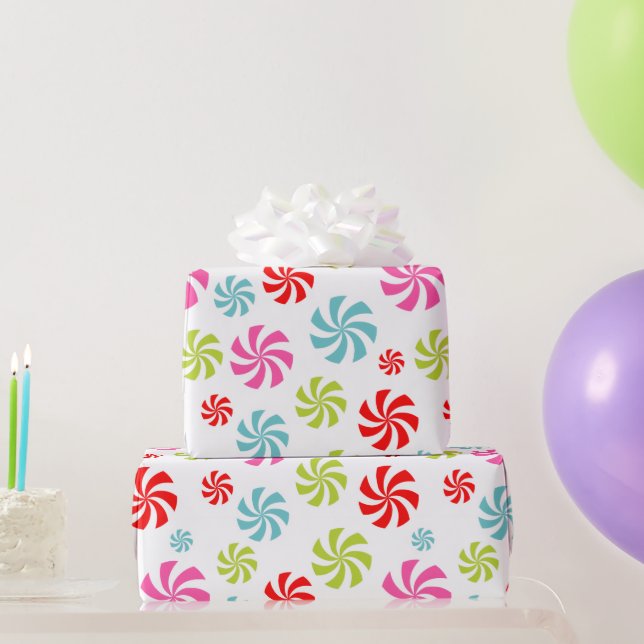 Peppermint Swirl Pattern – Colorful Candy Design Wrapping Paper (Party Gifts)