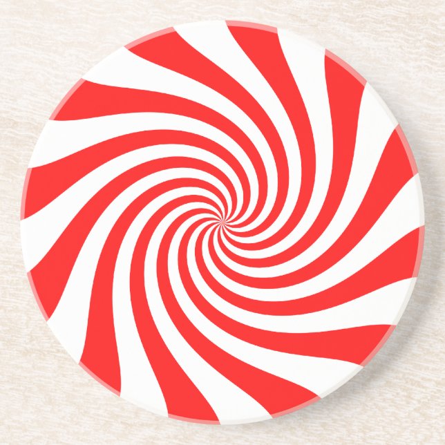 Peppermint Swirl Pattern Drink Coaster (Front)