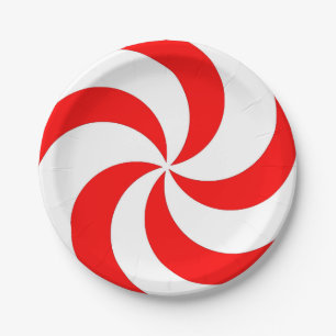 Peppermint Swirl Red And White Candy Stripes Pape Paper Plates