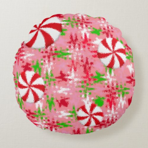 Peppermint Swirl Round Pillow