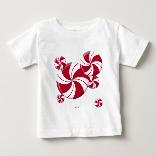 Peppermint Swirl Stripe Candy Baby T-Shirt (Front)